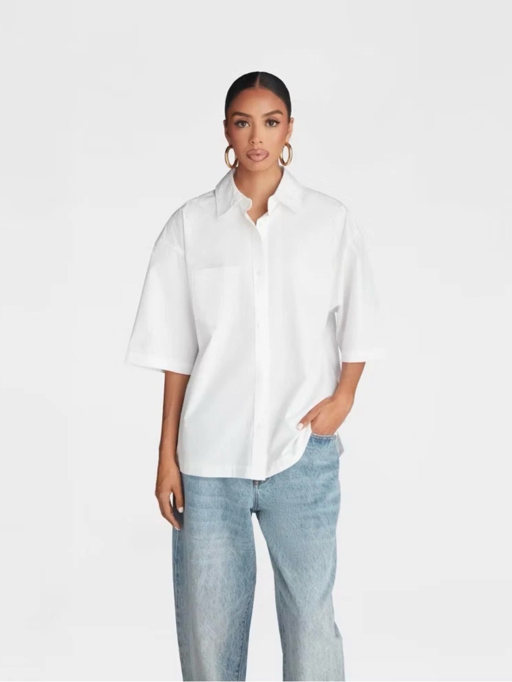 KBB by KAHLANA Women's 'The Crisp Collared Shirt' - White XL NWT